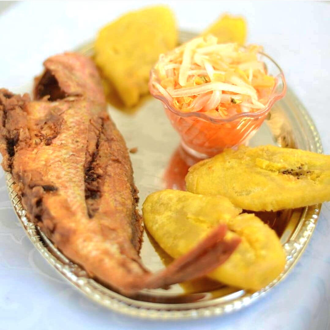 Fried snapper plated